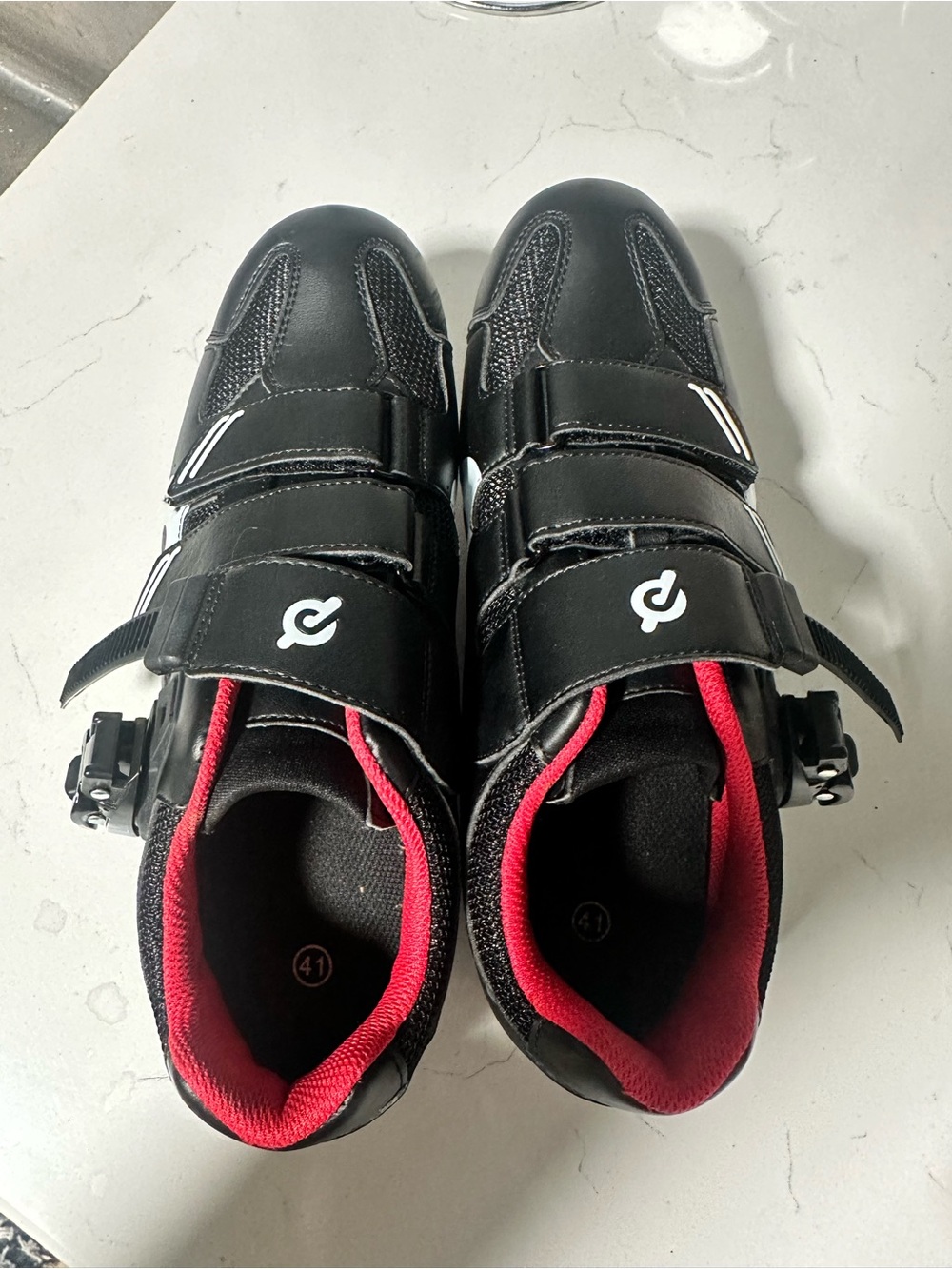 Peloton Black Cycling Shoes with Red Lining